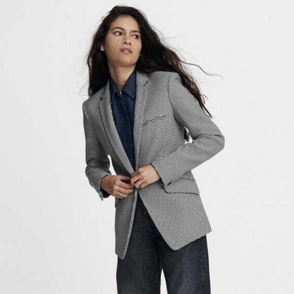 Rag & Bone Andre Black & White Check Houndstooth Blazer Jacket Size 4 - Picture 9 of 12
